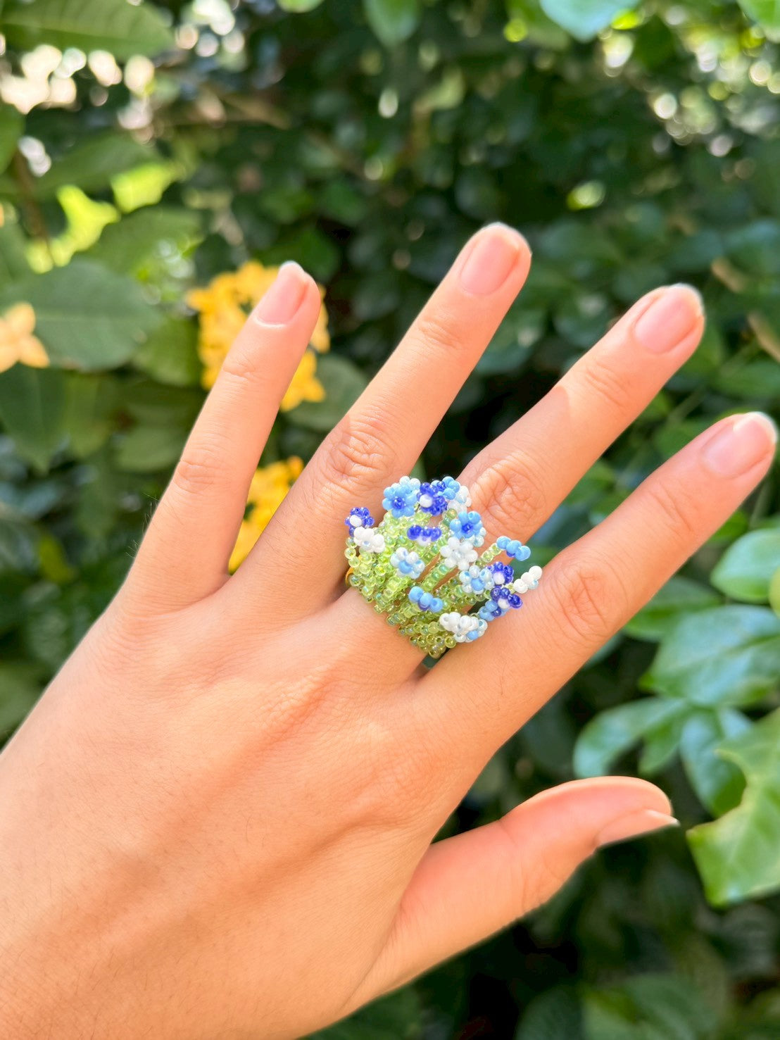 Blue Beaded Ring