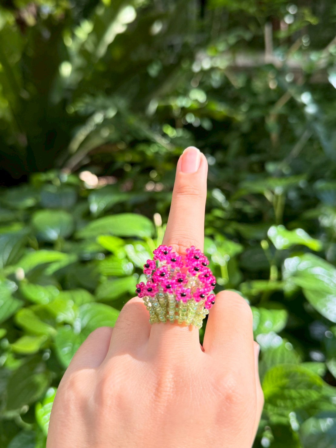 Hot Pink Beaded ring