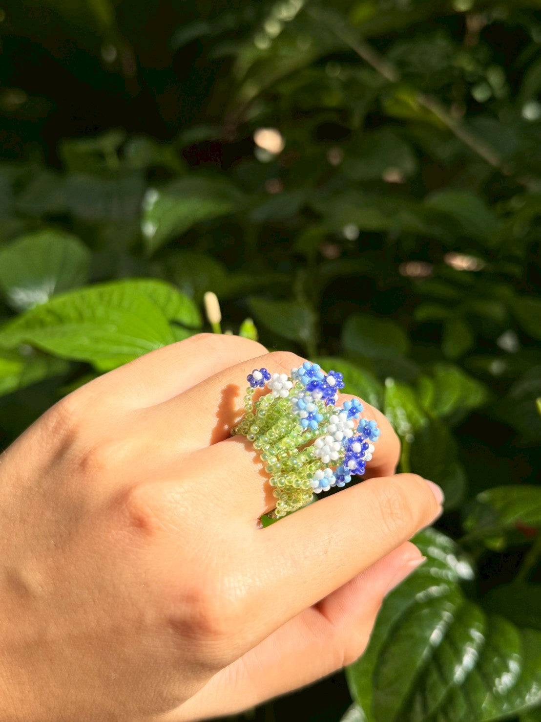 Blue Beaded Ring