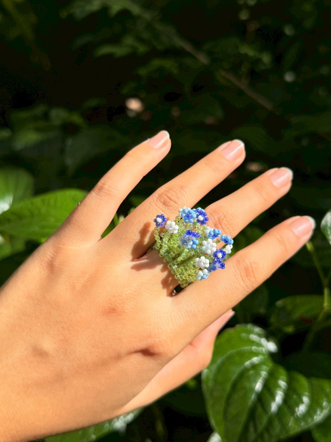Blue Beaded Ring
