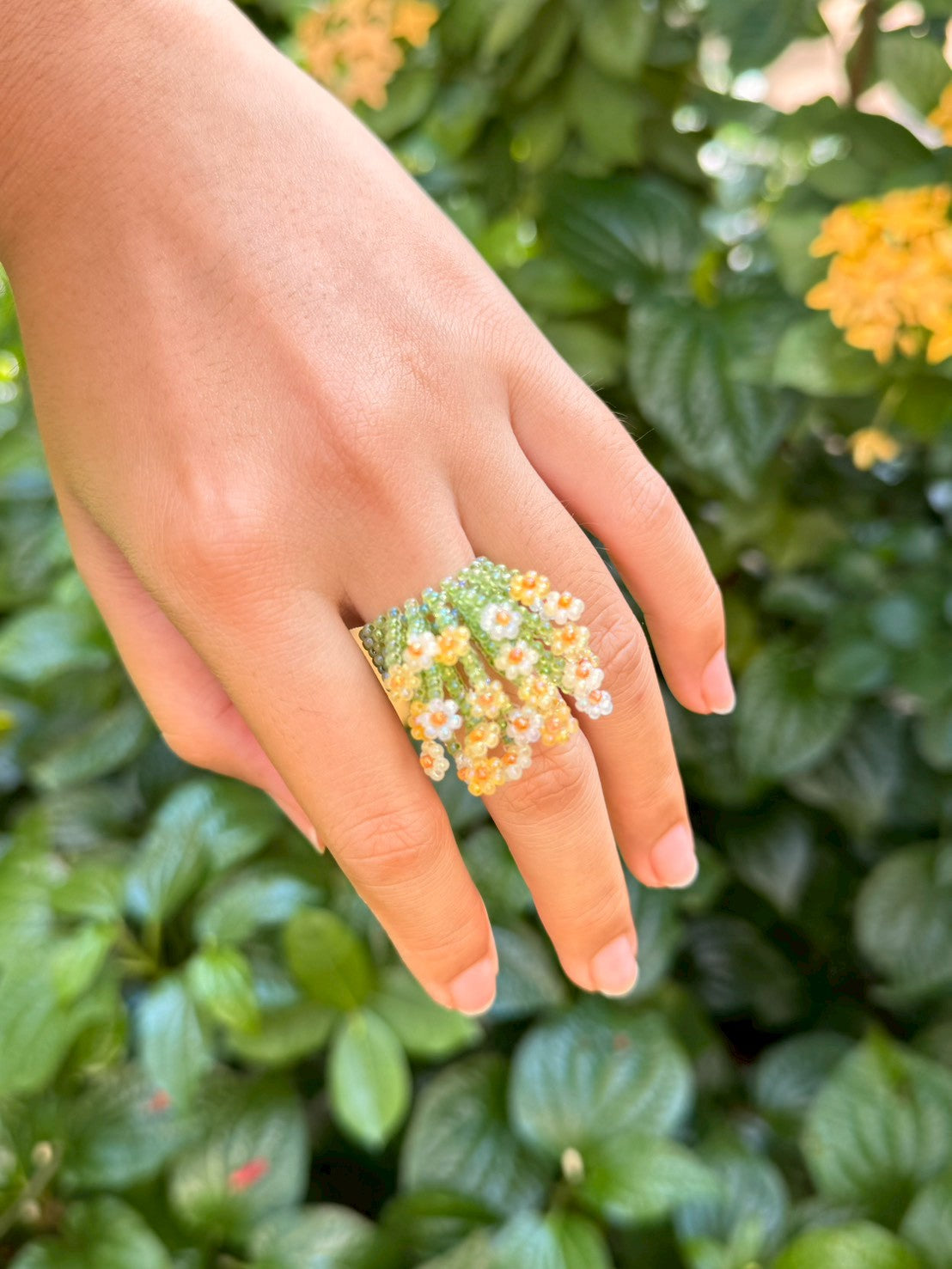 Yellow Beaded Ring