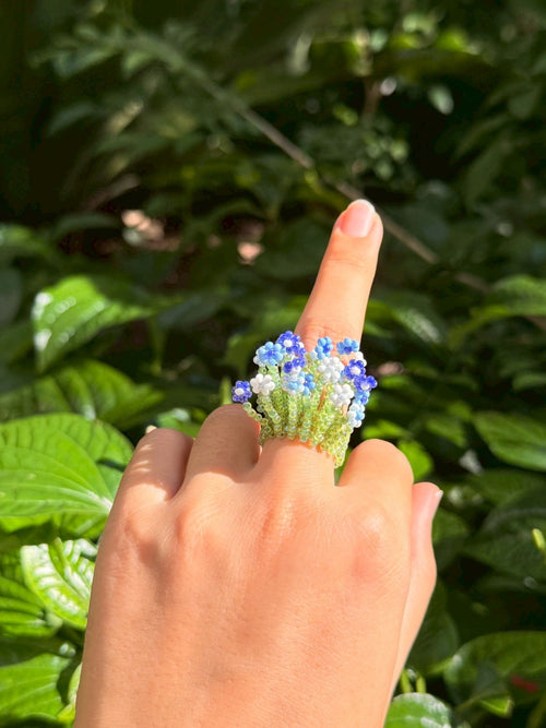 Blue Beaded Ring