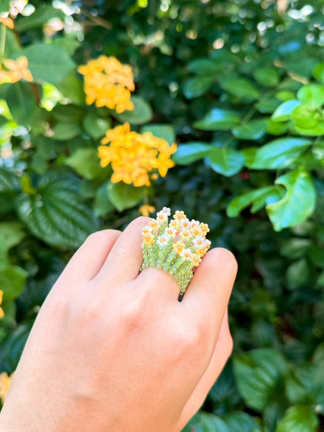 Yellow Beaded Ring