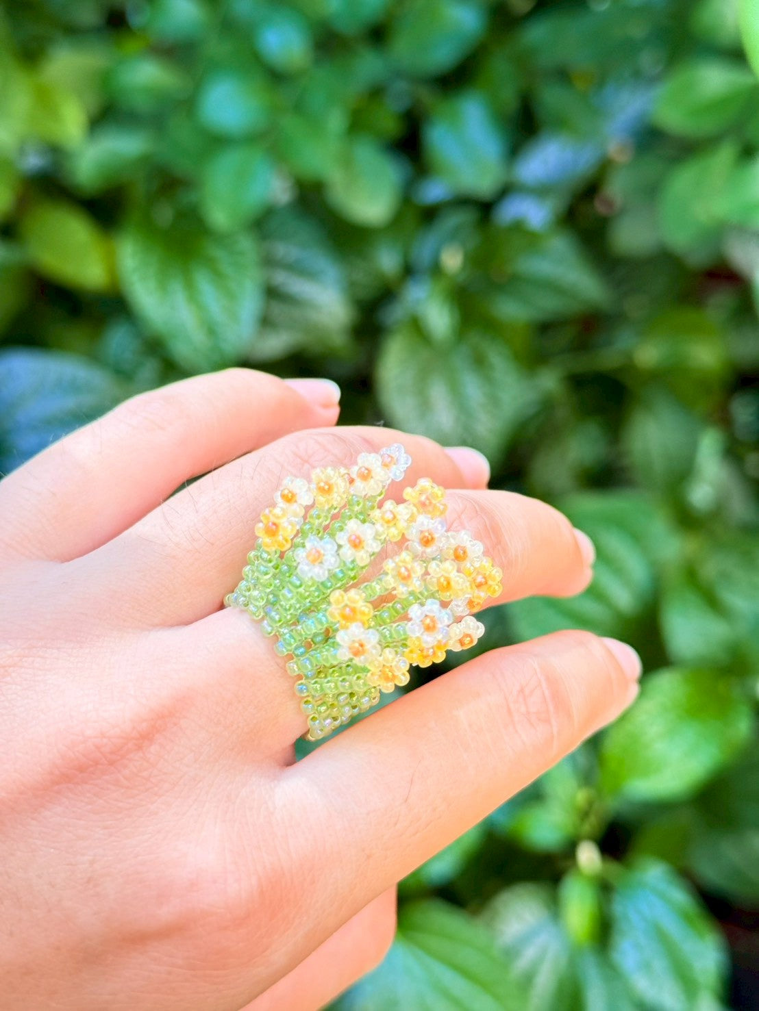Yellow Beaded Ring