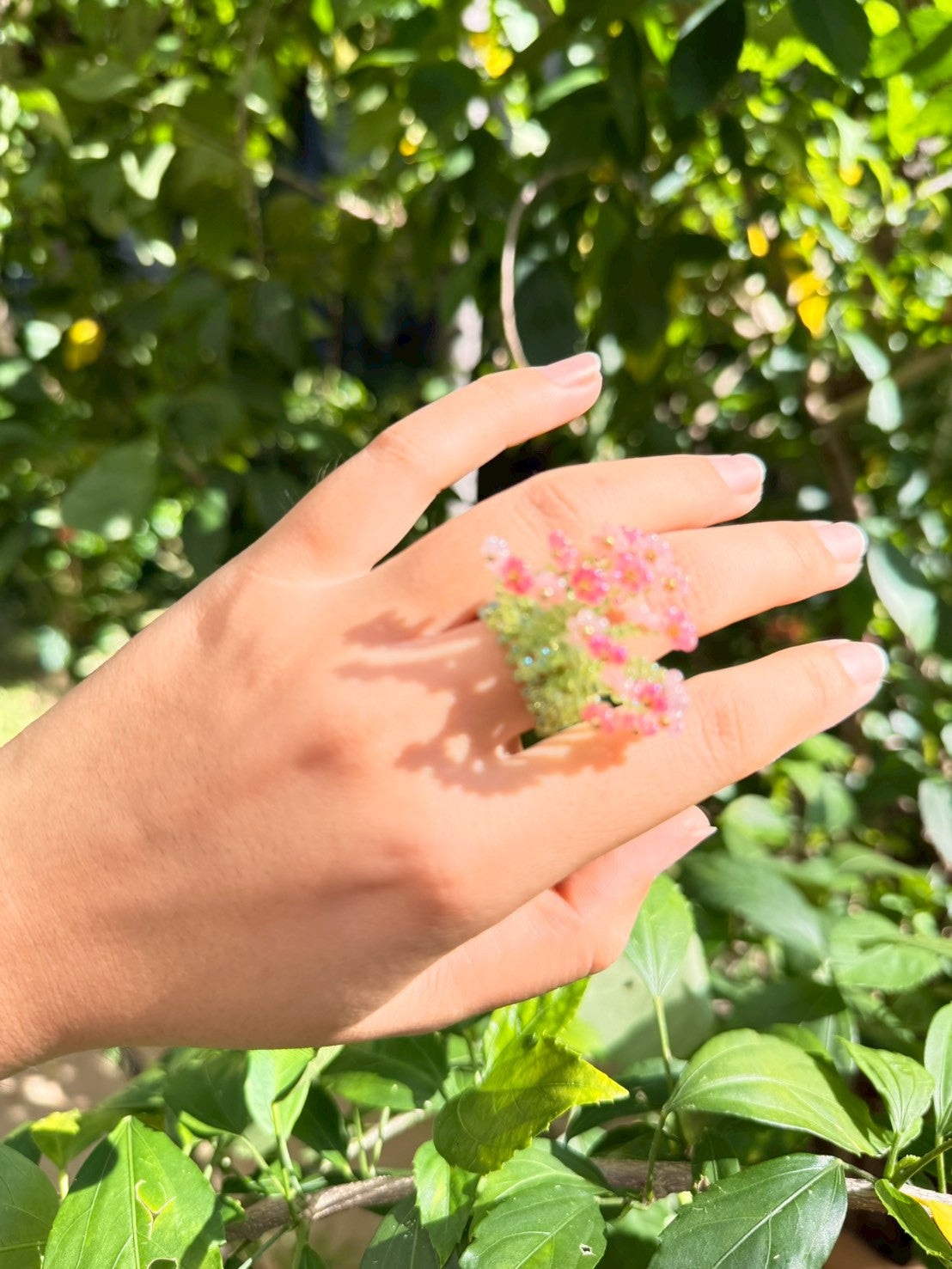 Soft Pink Beaded ring