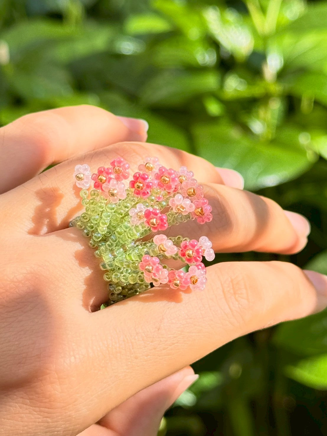Soft Pink Beaded ring