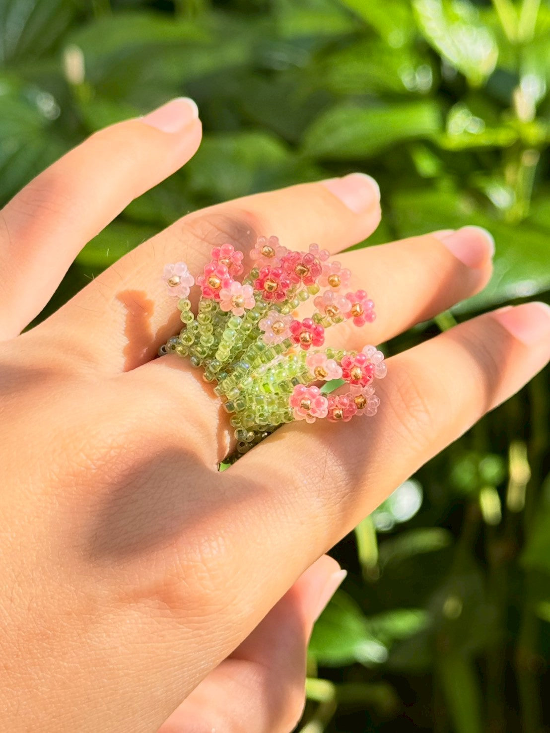 Soft Pink Beaded ring