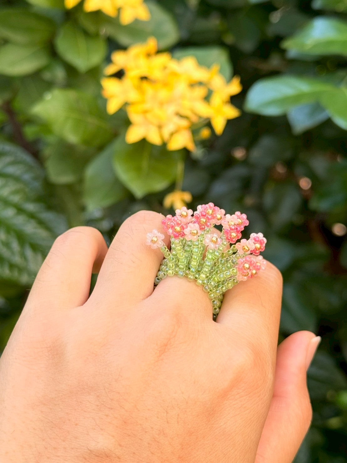 Soft Pink Beaded ring
